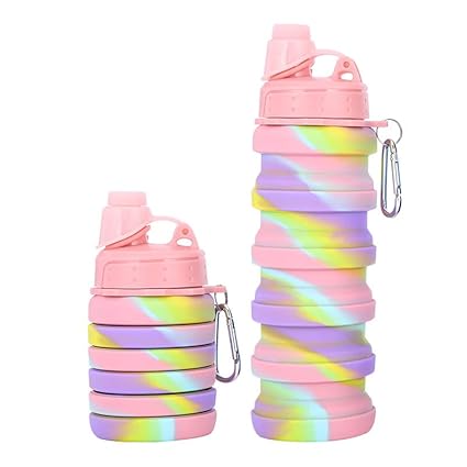 Silicon Foldable Water Bottle/BPA free 500 ml Bottle (Pack of 1, Multicolor, Silicone)