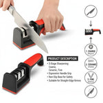 Over The Door Professional 3-Stage Knife Sharpener | 3-in-1 Manual Kitchen Knife Sharpener for Steel & Ceramic Knives | Easy Grip Handle with Non-Slip Rubber Base | Fast Sharpening Tool (Pack of 1)
