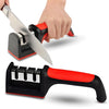 Over The Door Professional 3-Stage Knife Sharpener | 3-in-1 Manual Kitchen Knife Sharpener for Steel & Ceramic Knives | Easy Grip Handle with Non-Slip Rubber Base | Fast Sharpening Tool (Pack of 1)