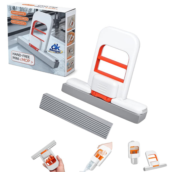 Mini Foldable Desktop Mop with Self-Squeeze PVA Sponge Head | Wet & Dry Cleaning | Compact, Lightweight & Easy Storage | Ideal for Desk, Kitchen & Small Spaces