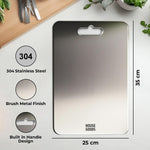 Steel Chopping Board for Kitchen, Large 35 X 25 CM, Premium 304 Grade Stainless Steel Cutting Board, Rust-Free, Anti-Bacterial, Chef Approved, Ideal for Vegetables, Fruits, Meat
