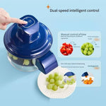 Electric Garlic Peeler and Food Chopper, Wireless Portable Mini Food Processor with High-Speed Motor, 5 Blades, Large Capacity Glass Bowl, Blue