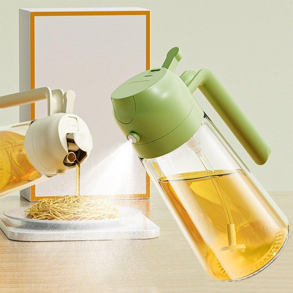 500ml 2-in-1 Oil Sprayer & Dispenser Bottle – Premium Glass Oil Bottle with Nozzle for Healthy Cooking, Air Fryer, BBQ, Salad, Roasting