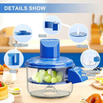 Electric Garlic Peeler and Food Chopper, Wireless Portable Mini Food Processor with High-Speed Motor, 5 Blades, Large Capacity Glass Bowl, Blue