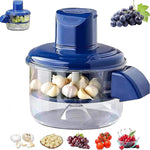 Electric Garlic Peeler and Food Chopper, Wireless Portable Mini Food Processor with High-Speed Motor, 5 Blades, Large Capacity Glass Bowl, Blue