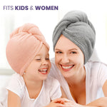 Hair Towel Wrap for Women-Quick Drying Microfiber Towel for Hair with Elastic Loop for Tying-Super Absorbent Head Towels Wrap for Ladies Hair Turban (Pack of 1 pink)