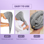 Hair Towel Wrap for Women-Quick Drying Microfiber Towel for Hair with Elastic Loop for Tying-Super Absorbent Head Towels Wrap for Ladies Hair Turban (Pack of 1 pink)