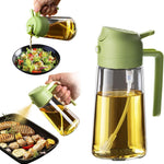 500ml 2-in-1 Oil Sprayer & Dispenser Bottle – Premium Glass Oil Bottle with Nozzle for Healthy Cooking, Air Fryer, BBQ, Salad, Roasting