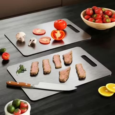 Steel Chopping Board for Kitchen, Large 35 X 25 CM, Premium 304 Grade Stainless Steel Cutting Board, Rust-Free, Anti-Bacterial, Chef Approved, Ideal for Vegetables, Fruits, Meat