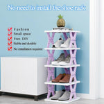 Foldable Shoe Rack Plastic for Home | 6 Layer Portable Shoe Organizer Stand | Shoes & Slippers Storage Rack Space Saver | Shoe Rack with Cover for Bedroom Living Room