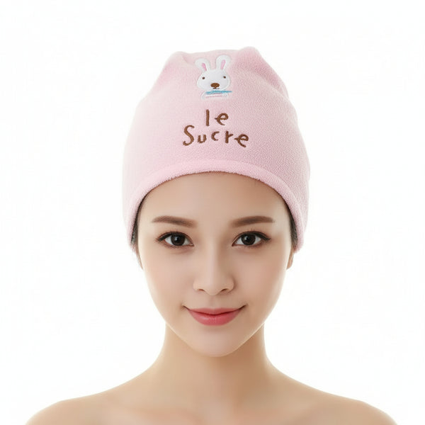 Hair Towel Wrap for Women-Quick Drying Microfiber Towel for Hair with Elastic Loop for Tying-Super Absorbent Head Towels Wrap for Ladies Hair Turban (Pack of 1 pink)