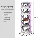 Foldable Shoe Rack Plastic for Home | 6 Layer Portable Shoe Organizer Stand | Shoes & Slippers Storage Rack Space Saver | Shoe Rack with Cover for Bedroom Living Room