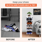 Foldable Shoe Rack Plastic for Home | 6 Layer Portable Shoe Organizer Stand | Shoes & Slippers Storage Rack Space Saver | Shoe Rack with Cover for Bedroom Living Room